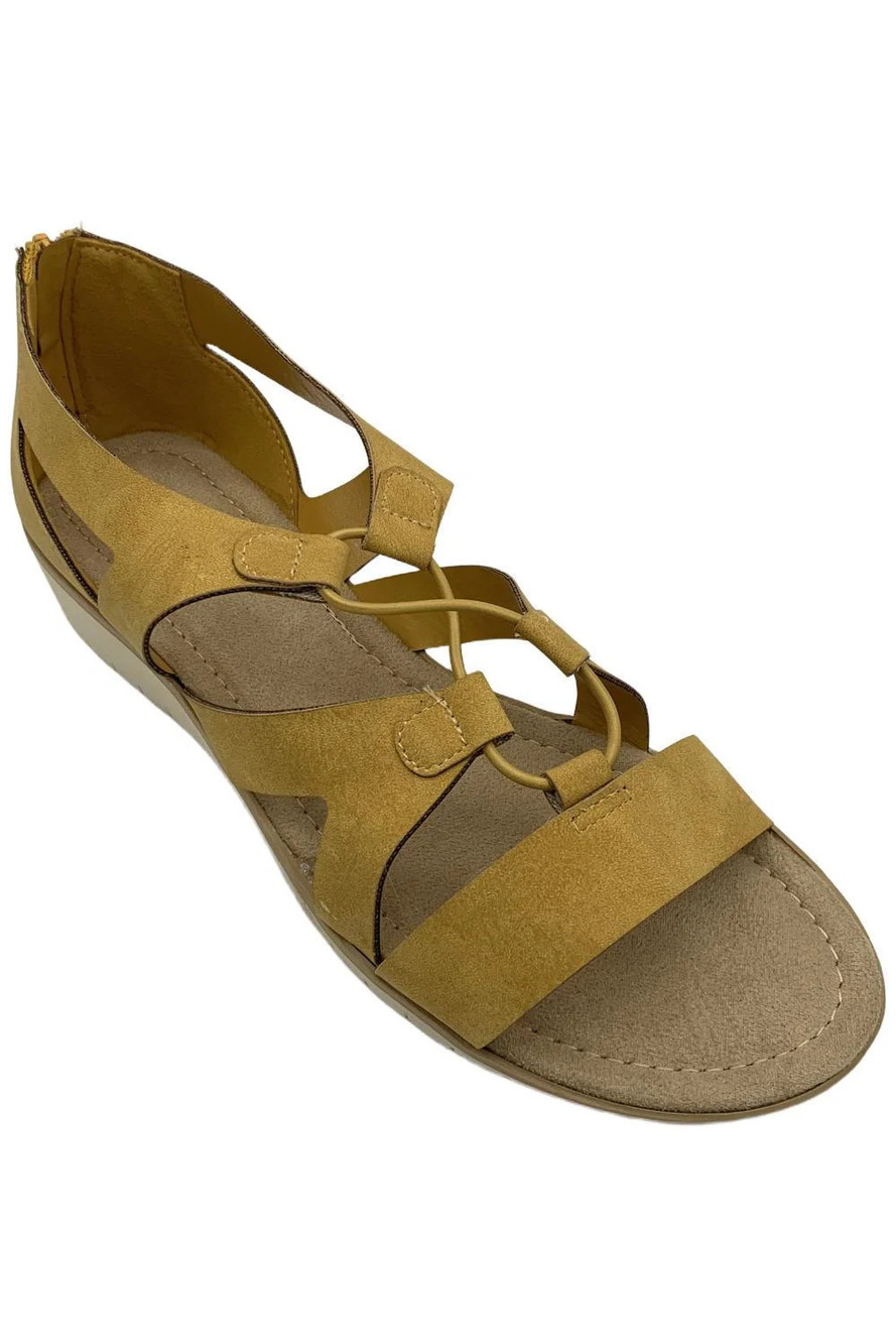 Easy Street Women's Poetry Wedged Sandals Yellow - Wide